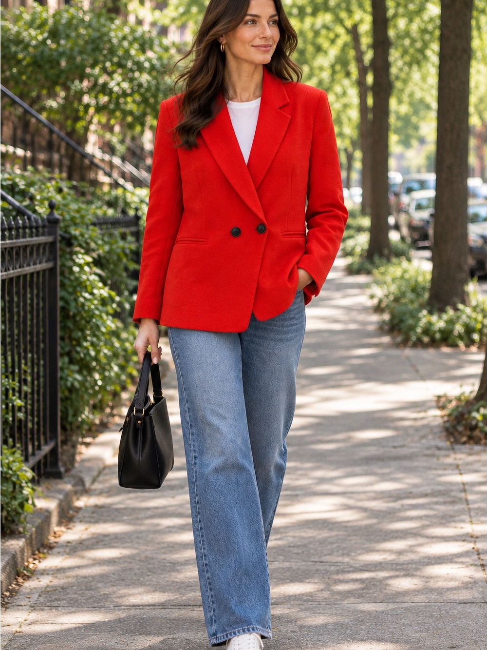 LIKE NEW Banana Republic Orange Coral Double-Breasted Blazer, linen blend, 6P
